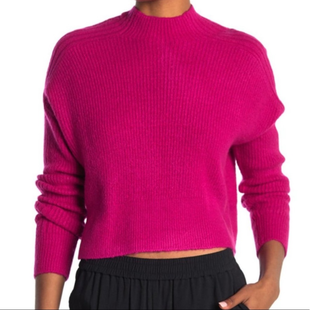 Elodie Pink Cropped Mock Neck Sweater